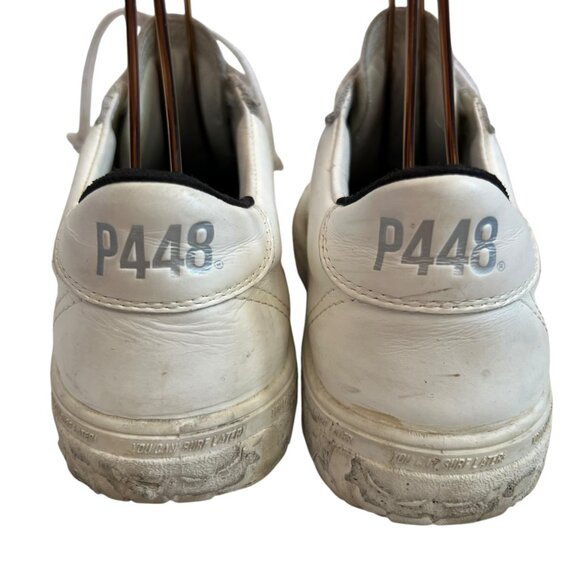 P448 low top sneakers white leather perforated logo EU 37 US 7 womens lace up - Picture 4 of 14